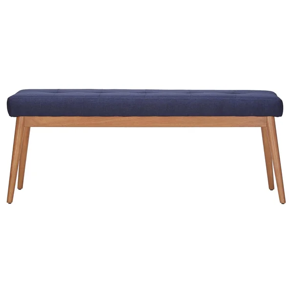 Sullivan Oak Mid Century Linen Bench - Twilight - Inspire Q