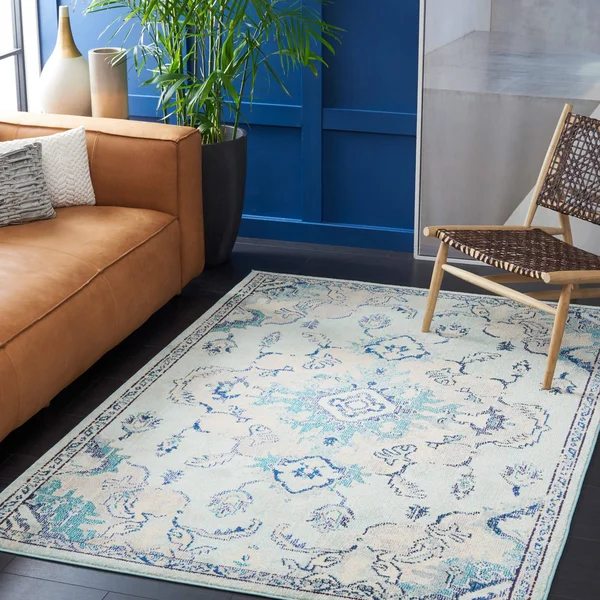 5&3x22 x 7&6x22 Rectangular Area Rug, Teal, Safavieh