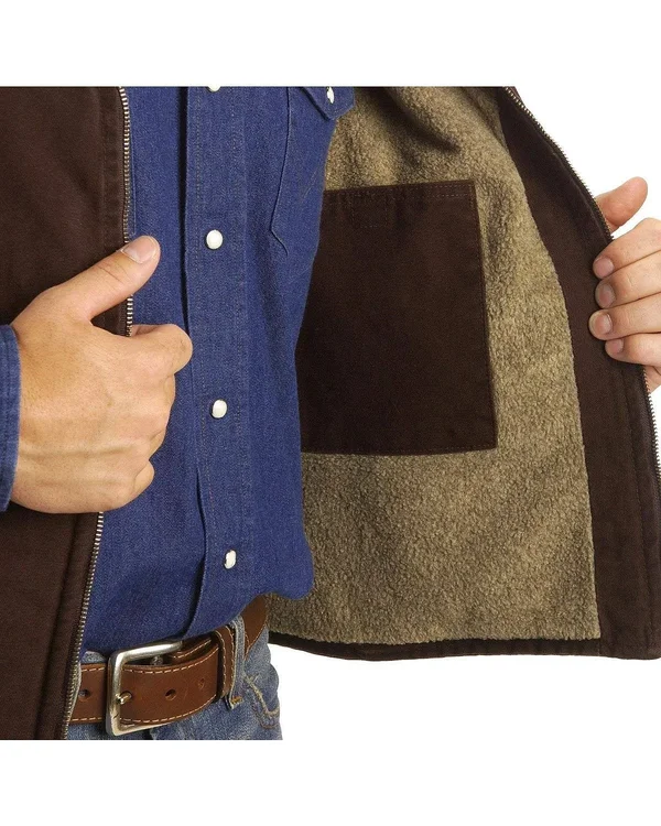 Carhartt Men's Sherpa Lined Sandstone Rugged Vest - Dark Brown