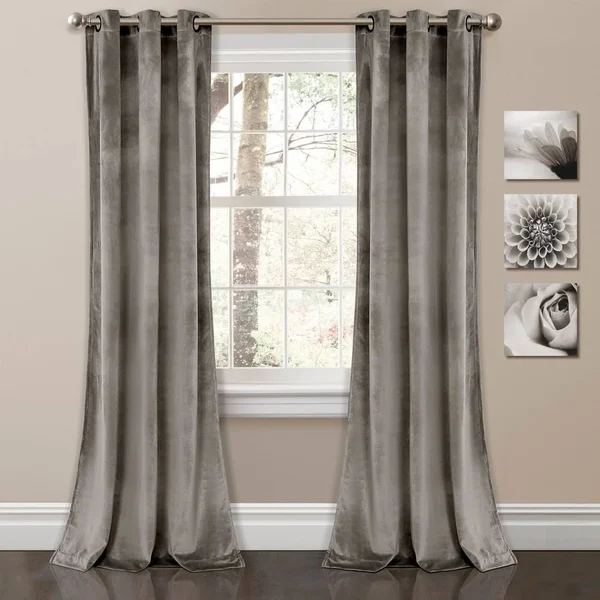 Porch & Den Lapeyrous Velvet Solid Room Darkening Window Curtain Panel Set - 38&&W x 95x22L - Navy