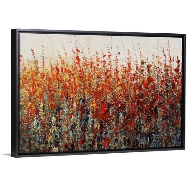 Crimson Evening Black Float Frame Canvas Art - 48 x 32