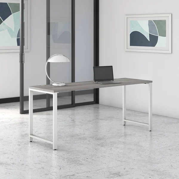 Bush Business Furniture 400 Series 72w x 24d Table Desk with Metal Legs, Platinum Gray