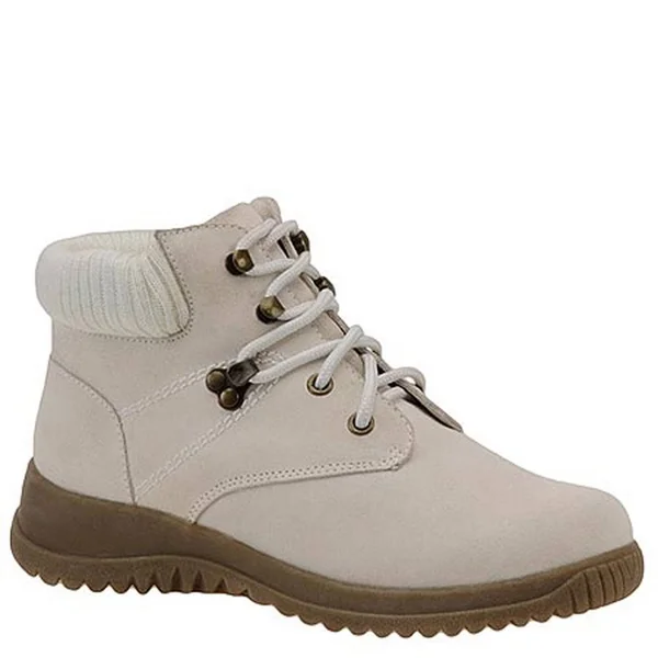 Wanderlust Womens Boston Leather Closed Toe Ankle Cold Weather Boots - Winter White/Suede, 9