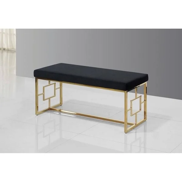 Best Master Furniture E03 Black & Gold Stainless Steel Bench