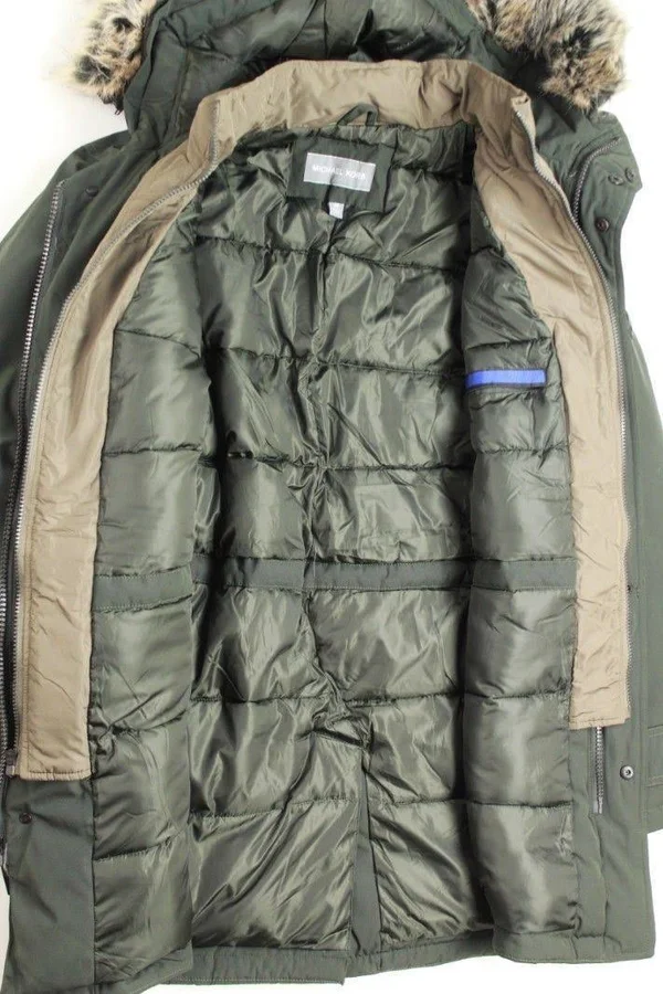 Michael Kors Men's Hooded Bib Snorkel Parka Coat Medium Olive Green