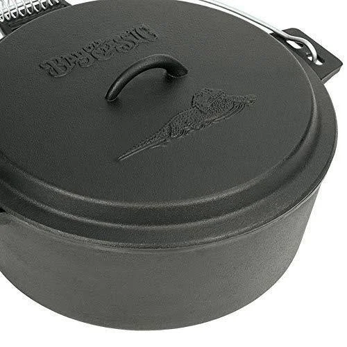 Bayou Classic 7410 Cast Iron Chicken Fryer with Dutch Oven LID. 10 Quart. Black