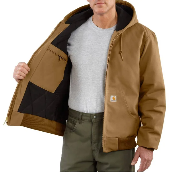 Carhartt Men's Quilted Flannel-Lined Duck Active Jacket - Gravel