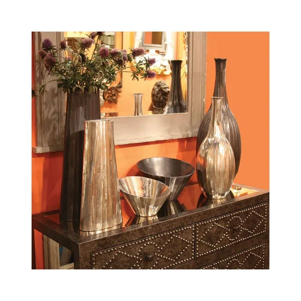 Howard Elliott 35041 Chiseled Metal Graphite Vase