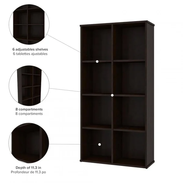 Bestar Dayton Cubby Bookcase - Bark Gray