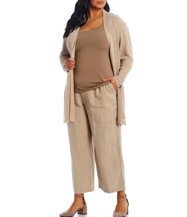 Eileen Fisher Organic Linen Ankle Pants - Black - 1x