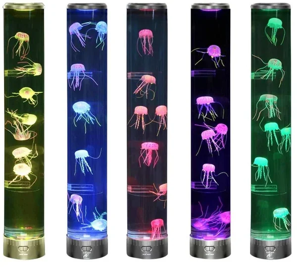 Lightahead LED Fantasy Jellyfish Aqua Mood Lamp with 5 Color Changing Light Effects Jelly Fish Tank Aquarium Tall Lamp for