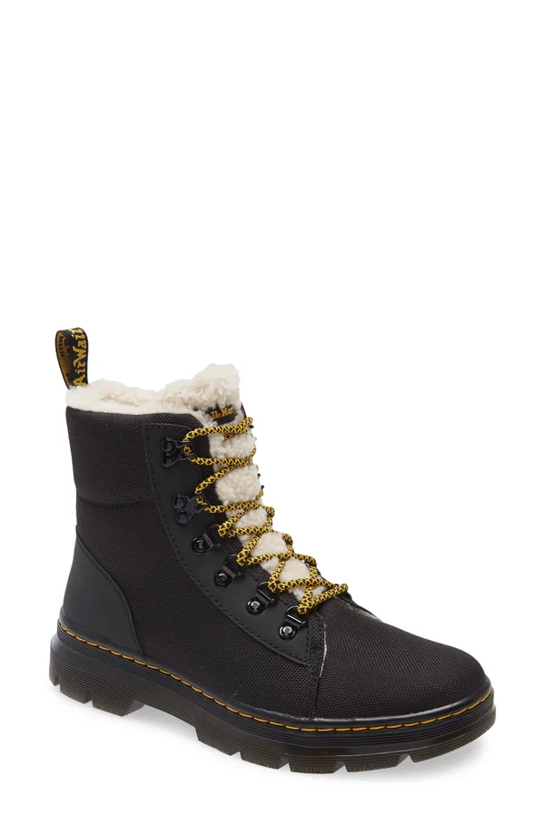 Dr. Martens Combs Fur Lined Women's Boot (Black - Size 9 - Nylon)