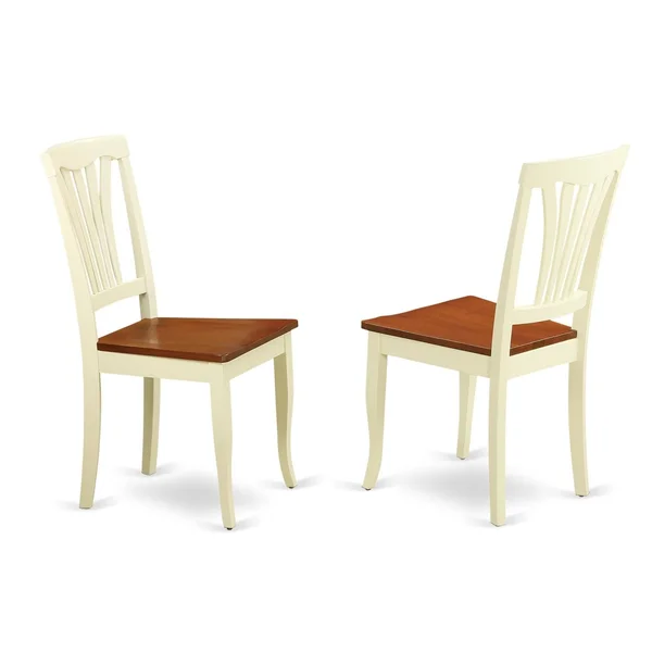 East West Furniture Avon Buttermilk and Cherry Finish Dining Chair Wood Seat (Set of 2)