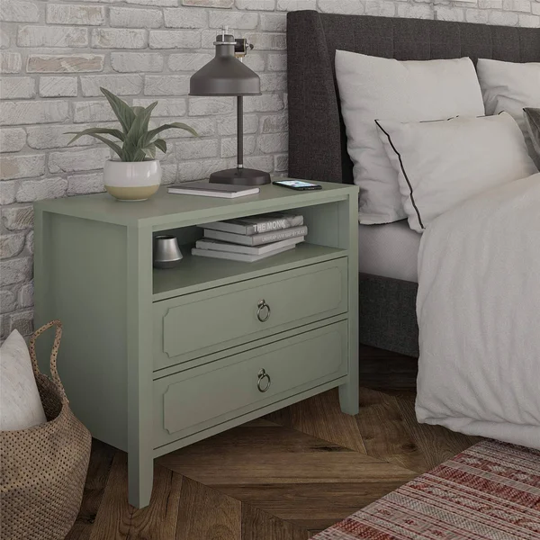 Novogratz Her Majesty 2 Drawer Nightstand, Green