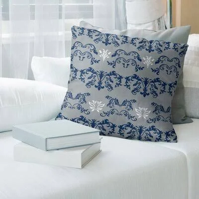Indianapolis Football Baroque Square Pillow Cover East Urban Home Color: Gray/Navy/White - Size: 16x22 x 16