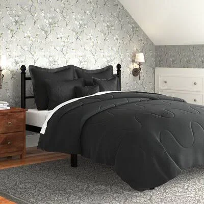 Alcott Hill Bolton Comforter Set Size: King - Color: Black