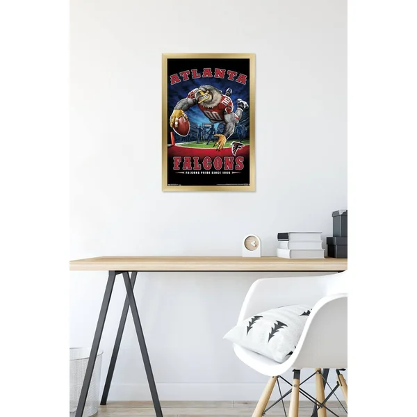 Trends International NFL Atlanta Falcons - End Zone 17 Framed Wall Poster Prints Gold Framed Version 14.725x22 x 22.375x22