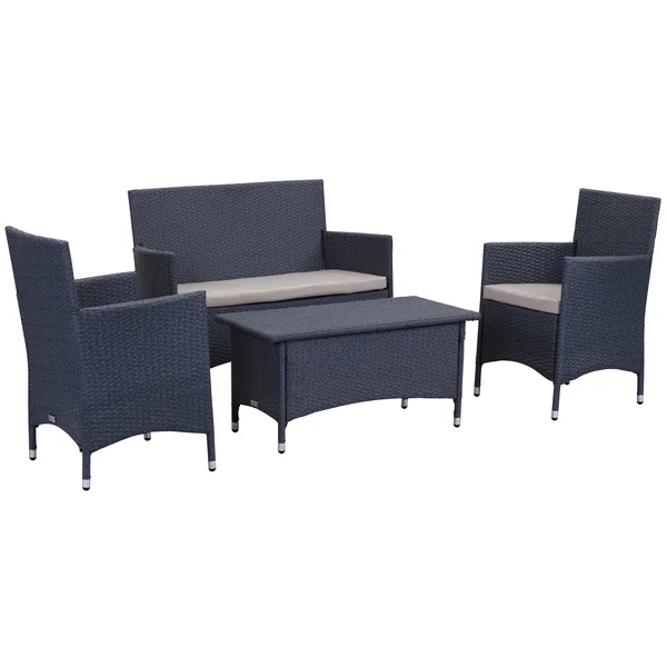 Safavieh Figueroa 4 Piece Outdoor Set - Titanium, Sand
