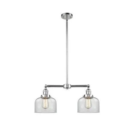 Dupree 2-Light Kitchen Island Linear Pendant Gracie Oaks Finish: Polished Chrome, Shade Color: Clear, Bulb Type: 3.5 Watt Vintag