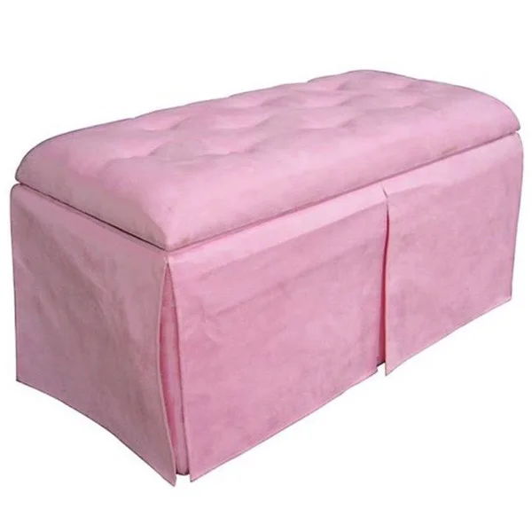 Ore International Microfiber Storage Bench with 2 Matching Ottomans, Pink