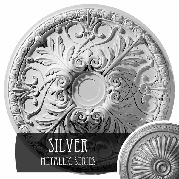 Ekena Millwork CM32TNSLS 32 3/8x22OD x 3 1/2x22P Tristan Ceiling Medallion (Fits Canopies Up to 6 1/4x22) - Hand-Painted Silver