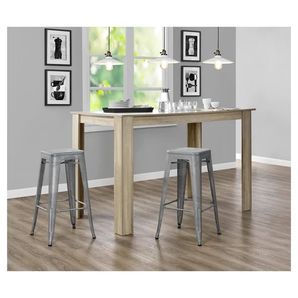 DHP Nova 30x22 Metal Mesh Backless Bar Stool - Silver, Set of 2