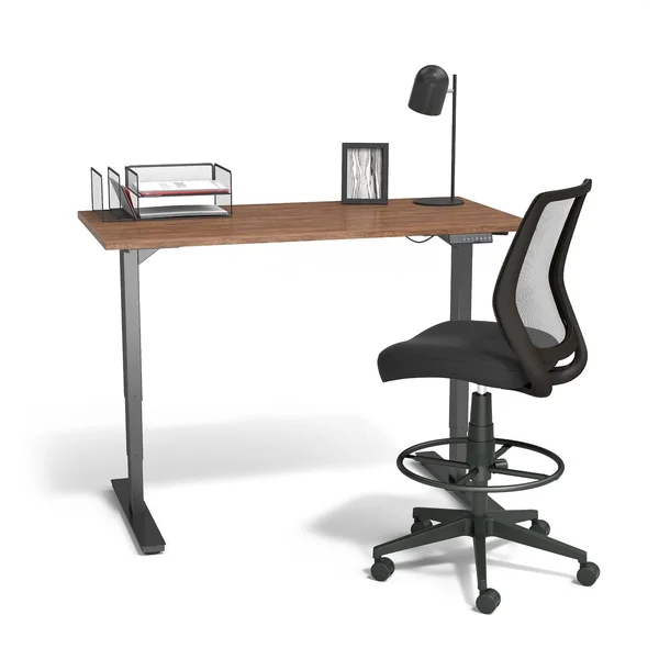 Union & Scale Essentials Mesh Back Fabric Drafting Stool Black (UN59386)