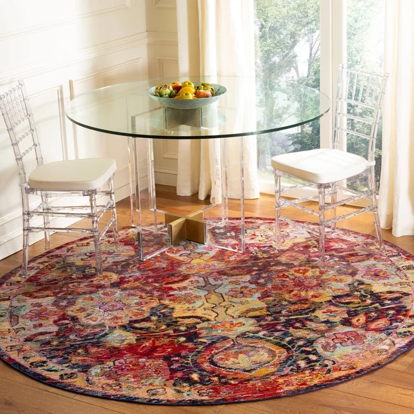 Safavieh CRS505A Crystal Light Blue - Orange Area Rug - 7& x 7& Square