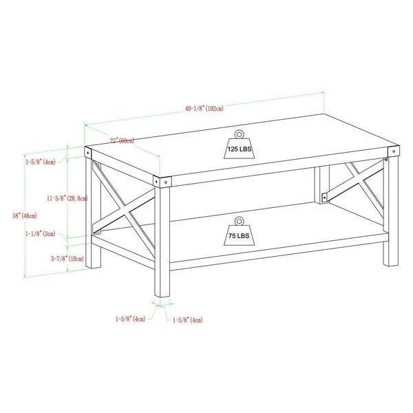 Sophie Rustic Farmhouse x Frame Coffee Table Stone Gray - Saracina Home
