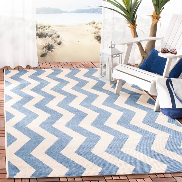 Safavieh Courtyard Indoor/Outdoor Area Rug - Blue/Beige - 6&7x22 x 6&7x22 Round