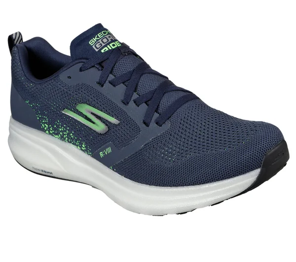 Skechers Men's GOrun Ride 8 Hyper Running Shoes - Navy, Green, 10.5