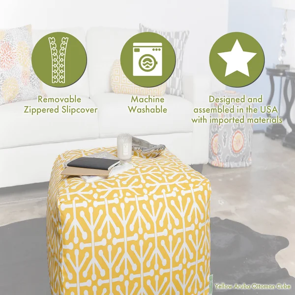 Majestic Home Goods Aruba Indoor - Outdoor Ottoman Pouf Cube - Pacific