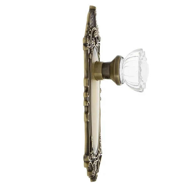 Nostalgic Warehouse 704117 Victorian Plate Double Dummy Crystal Glass Door Knob, Oil-Rubbed Bronze