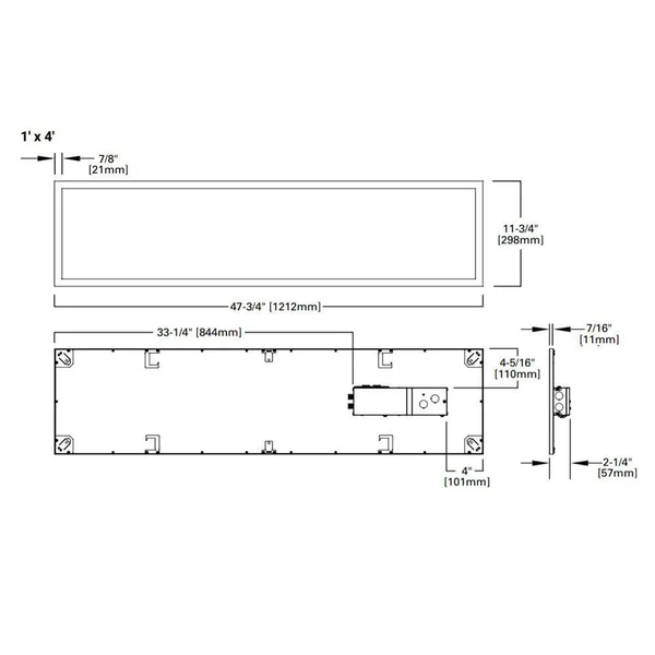 1x4 LED Flat PANEL, 30/35/40K by Metalux 14FPSL1SCT3