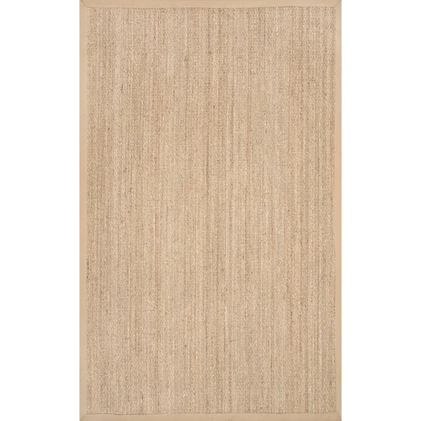 nuLOOM Handmade Fiber Cotton Border Seagrass Area Rug - 8& Square - Beige