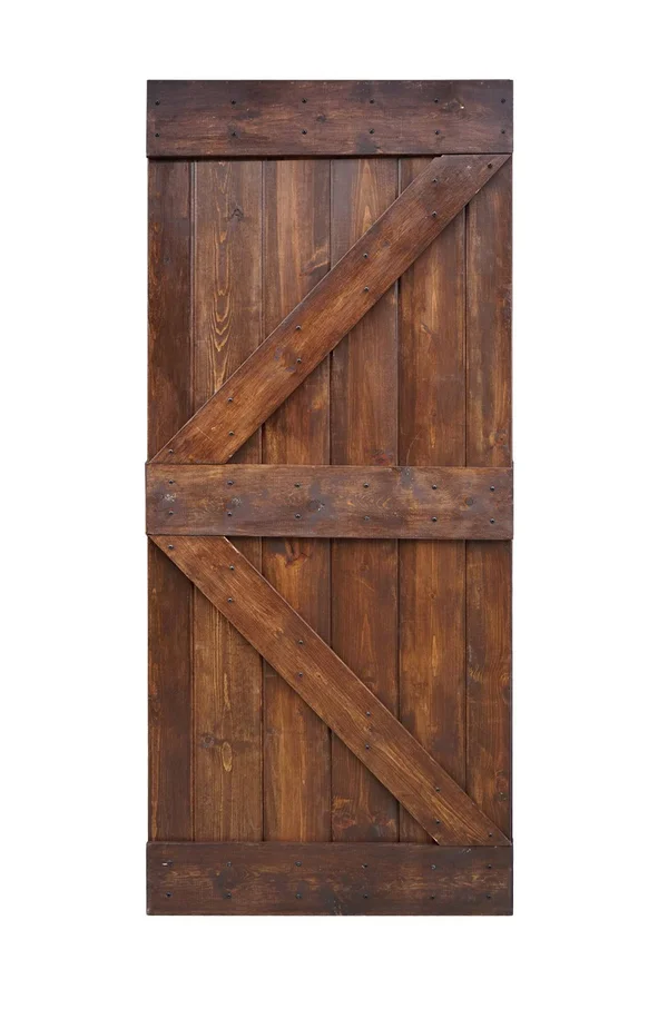 WELLHOME 28/38/42inx 84in K Series Dark Walnut Solid Interior Barn Knotty Wood Painted Door (38in x 84in)