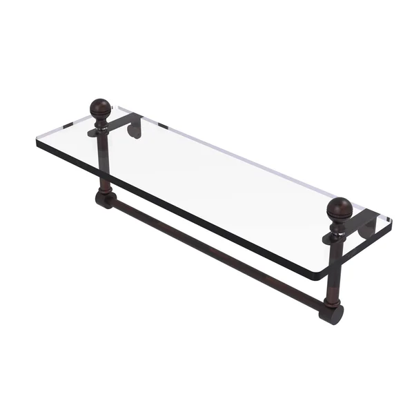 Allied Brass Mambo Glass Vanity Shelf with Integrated Towel Bar - Antique Brass - 16 inch