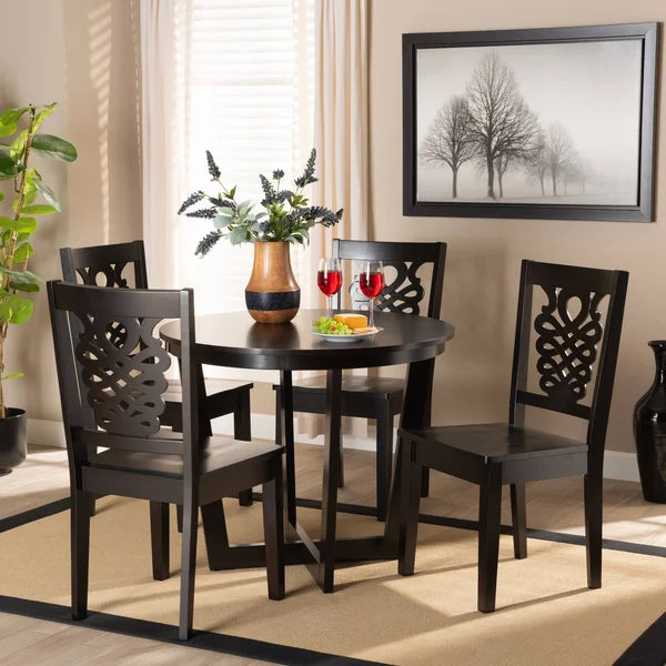 Baxton Studio Salida Modern and Contemporary Transitional Dark Brown Finished Wood 5-Piece Dining Set