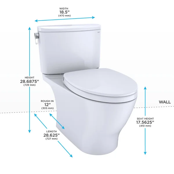 Toto MS442124CEFG03 Nexus Two-Piece Elongated 1.28 GPF Universal Height Toilet with CeFiONtect and SS124 SoftClose Seat Bone