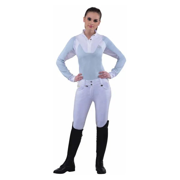 Equine Couture Ladies Sophie Silicone Knee Patch Breeches - 36 - White