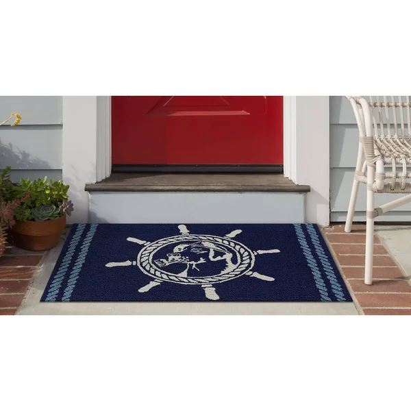 Liora Manne Frontporch Seadog Indoor/Outdoor Rug Blue 30x22x48x22