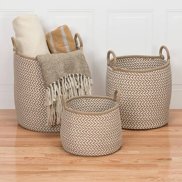 Colonial Mills Prev Basket - Taupe & Blue 15x22x15x22x15x22