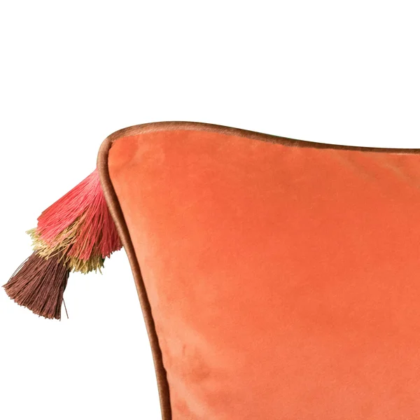 Edie at Home Velvet Reversible Tassel Decorative Pillow - Tigerlily/Marigold - Blue
