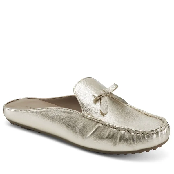 Aerosoles Bowie Bow Mule, Size 8 in Gold Leather at Nordstrom