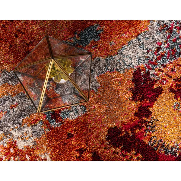 Unique Loom Sierra Estrella Area Rug (9& x 12& - Orange)