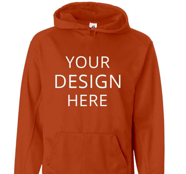 Custom Printed Badger Sports Badger Moisture Management Hooded Sweatshirt - Size: M, Burnt Orange