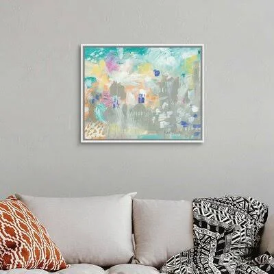 Footprints in The Sand by Kait Roberts - Print on Canvas Wrought Studio Format: White Framed Canvas - Size: 26x22 H x 32x22 W x 1