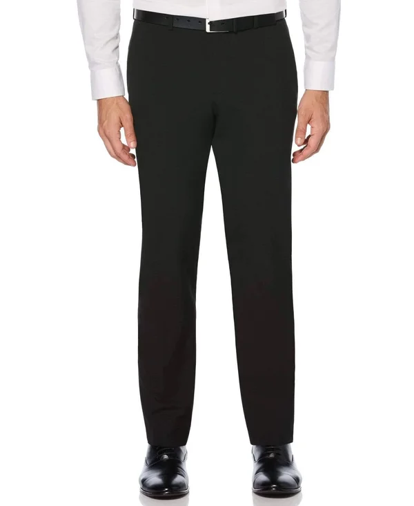 Perry Ellis Men's Slim Fit Washable Black Suit Pant, Size 38 x 30, Polyester/Elastane/Viscose, Solid