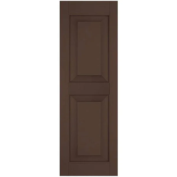 Ekena Millwork 12 in. x 76 in. Exterior Real Wood Western Red Cedar Raised Panel Shutters Pair Tudor Brown