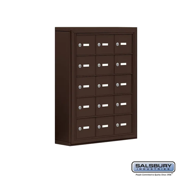 Salsbury 19055-15ZSK 5 in. Cell Phone Storage Locker - 5 Door High Unit - 15 A Doors - Bronze - Surface Mounted - Master Keyed